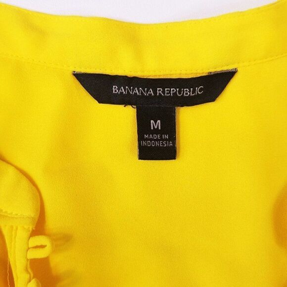 Banana Republic Yellow Sleeveless Blouse Mandarin Collar Button Placket Size M - Picture 11 of 12